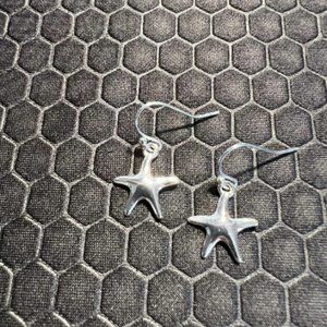 Star Fish Earrings Small 18K White Gold Plated